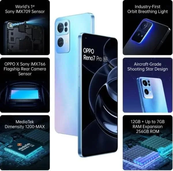 گوشی هوشمند دو سیم کارته OPPO Reno7 Pro 5G با حافظه داخلی 256 گیگابایت و رم 12 گیگابایت، شارژ سریع 65 واتی Super VOOC، تلفن همراه 5G آنلاک شده (نسخه امارات متحده عربی) - آبی استارتریلز گوشی هوشمند دو سیم کارته OPPO Reno7 Pro 5G با حافظه داخلی 256 گیگابایت و رم 12 گیگابایت، شارژ سریع 65 واتی Super VOOC، تلفن همراه 5G آنلاک شده (نسخه امارات متحده عربی) - آبی استارتریلز