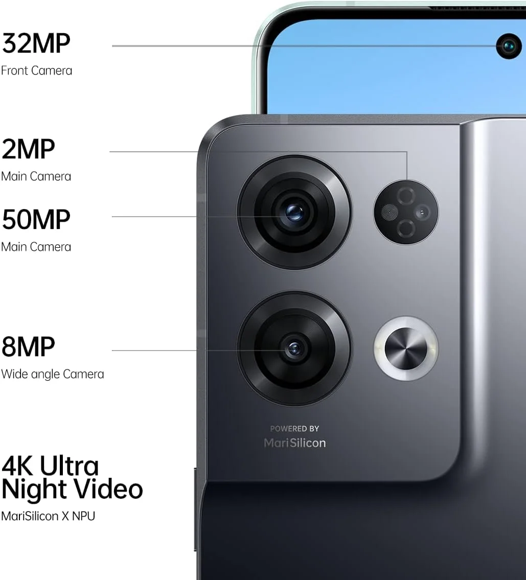 گوشی هوشمند اوپو Reno8 Pro، MediaTek Dimensity 8100-MAX 5G، صفحه نمایش 6.7 اینچی 120 هرتز AMOLED، دوربین پشتی 50 مگاپیکسل + 8 مگاپیکسل + 2 مگاپیکسل، دوربین جلویی 32 مگاپیکسل، رم 8 گیگابایت + رام 256 گیگابایت، باتری 4500 میلی آمپر ساعتی 80 واتی Supervooc، مشکی براق