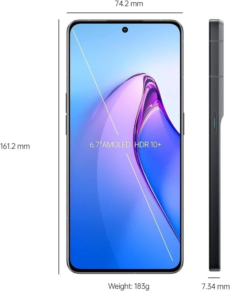 گوشی هوشمند اوپو Reno8 Pro، MediaTek Dimensity 8100-MAX 5G، صفحه نمایش 6.7 اینچی 120 هرتز AMOLED، دوربین پشتی 50 مگاپیکسل + 8 مگاپیکسل + 2 مگاپیکسل، دوربین جلویی 32 مگاپیکسل، رم 8 گیگابایت + رام 256 گیگابایت، باتری 4500 میلی آمپر ساعتی 80 واتی Supervooc، مشکی براق