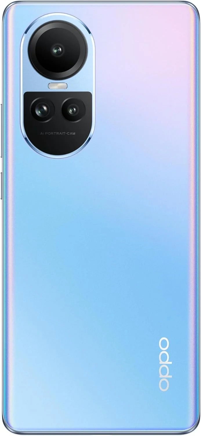 گوشی هوشمند اوپو Reno10 دو سیم کارت 256 گیگابایت حافظه داخلی + 8 گیگابایت رم (فقط GSM | بدون CDMA) نسخه بین المللی - آنلاک فکتوری 5G (آبی یخی)