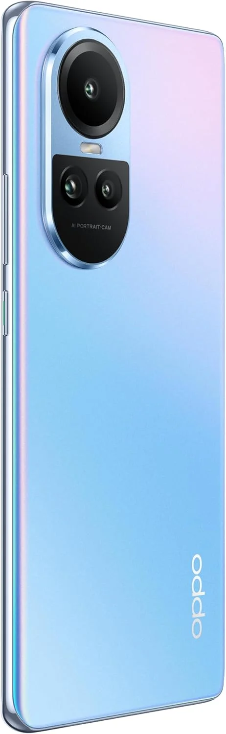 گوشی هوشمند اوپو Reno10 دو سیم کارت 256 گیگابایت حافظه داخلی + 8 گیگابایت رم (فقط GSM | بدون CDMA) نسخه بین المللی - آنلاک فکتوری 5G (آبی یخی)