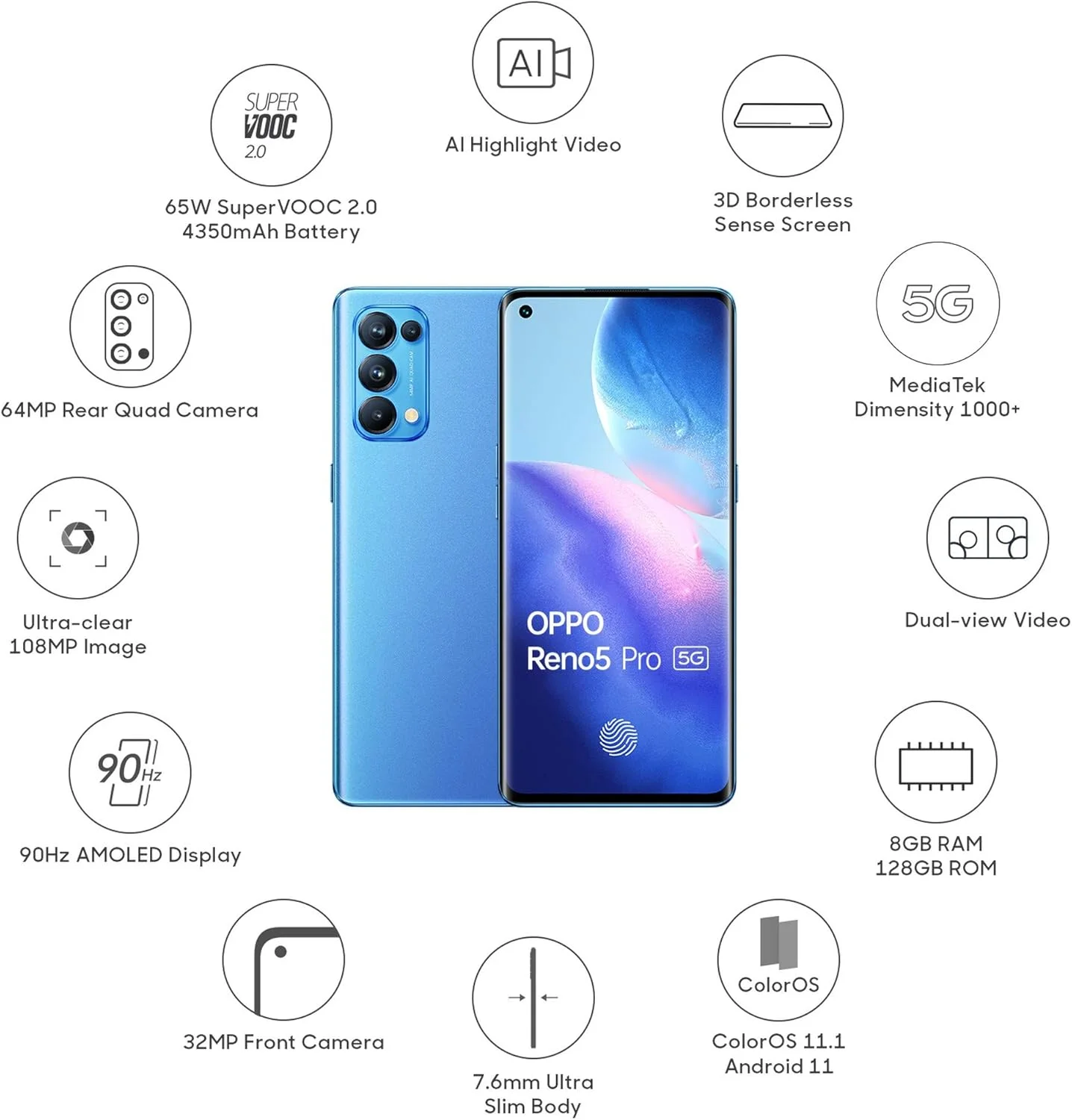 گوشی موبایل اوپو Reno5 Pro 5G (آبی فضایی، 8 گیگابایت رم، 128 گیگابایت حافظه داخلی) با EMI بدون بهره/پیشنهادات تعویض اضافی گوشی موبایل اوپو Reno5 Pro 5G (آبی فضایی، 8 گیگابایت رم، 128 گیگابایت حافظه داخلی) با EMI بدون بهره/پیشنهادات تعویض اضافی