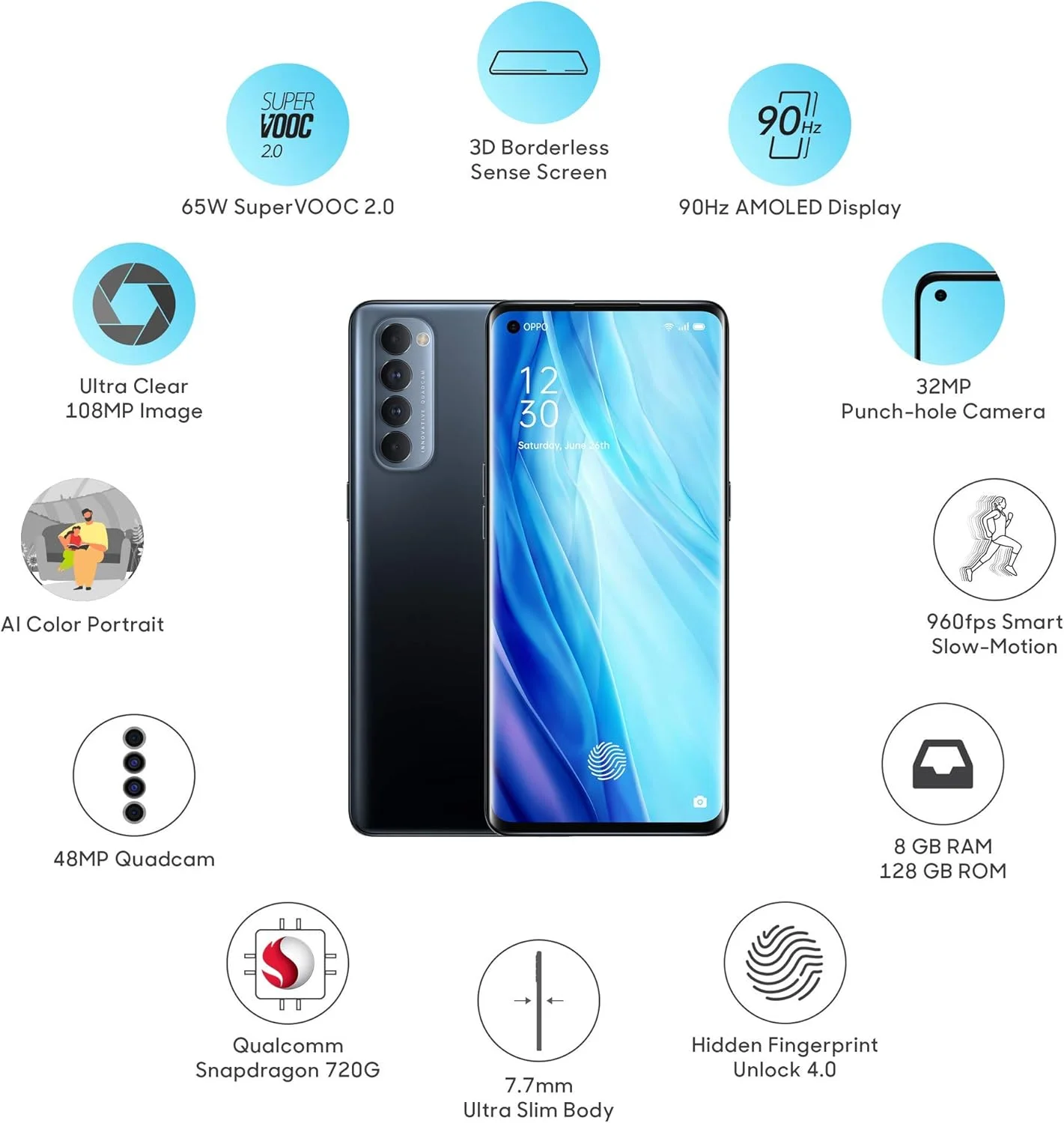گوشی موبایل دو سیم کارته OPPO Reno4 Pro با حافظه داخلی 128 گیگابایت و رم 8 گیگابایت (GSM | CDMA) نسخه بین المللی، آنلاک شده کارخانه ای 4G/LTE - رنگ Starry Night گوشی موبایل دو سیم کارته OPPO Reno4 Pro با حافظه داخلی 128 گیگابایت و رم 8 گیگابایت (GSM | CDMA) نسخه بین المللی، آنلاک شده کارخانه ای 4G/LTE - رنگ Starry Night