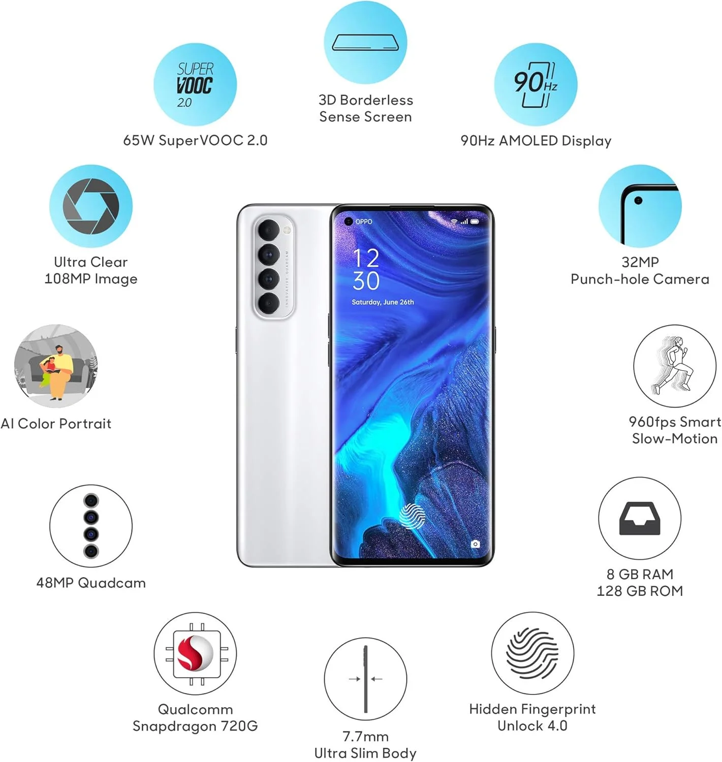 گوشی موبایل دو سیم کارت اوپو Reno4 Pro با حافظه داخلی 128 گیگابایت و رم 8 گیگابایت (GSM | CDMA) نسخه بین المللی - آنلاک شده کارخانه ای 4G/LTE (سفید ابریشمی) گوشی موبایل دو سیم کارت اوپو Reno4 Pro با حافظه داخلی 128 گیگابایت و رم 8 گیگابایت (GSM | CDMA) نسخه بین المللی - آنلاک شده کارخانه ای 4G/LTE (سفید ابریشمی)