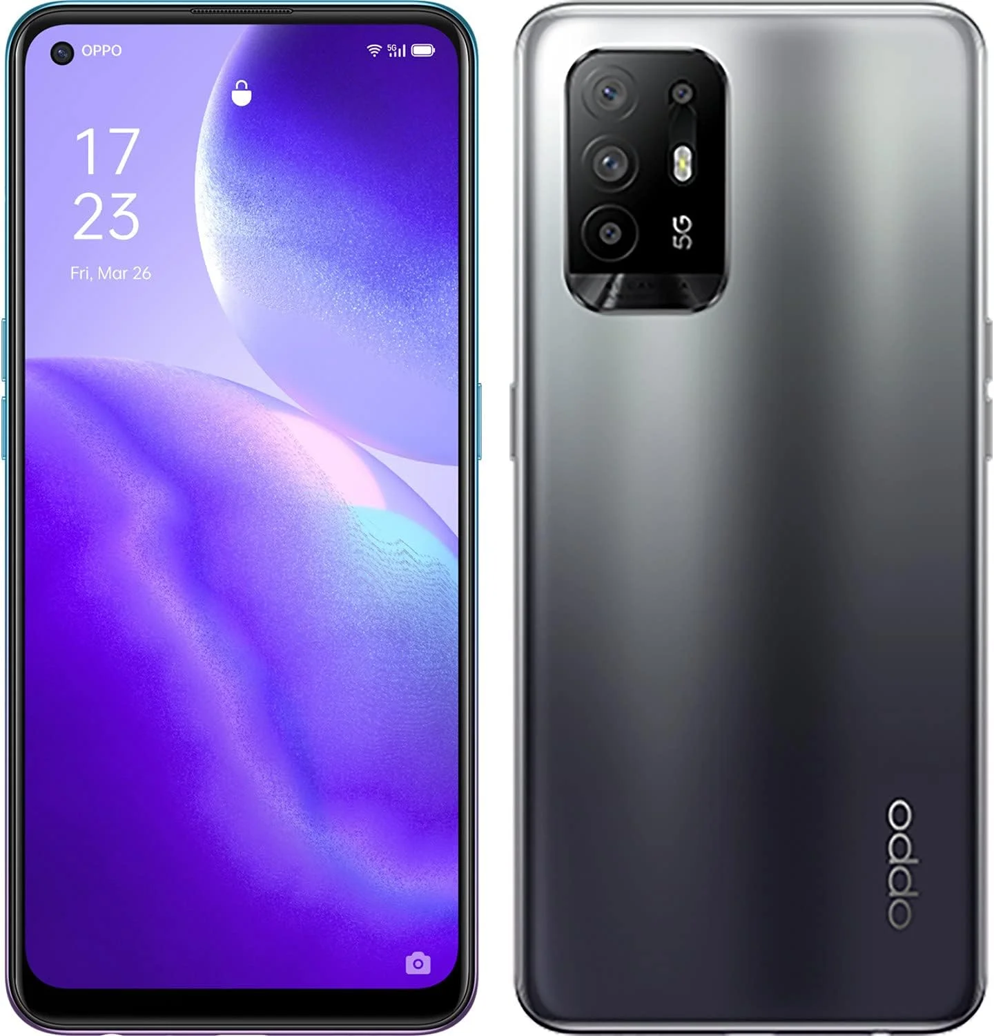 گوشی موبایل اوپو Reno5 Z دو سیم کارت 128 گیگابایت رام + 8 گیگابایت رم (فقط GSM | بدون CDMA) نسخه بین المللی آنلاک شده کارخانه ای 5G (مشکی روان)