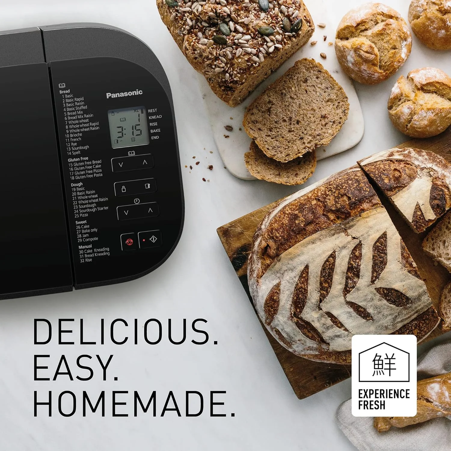 نان ساز تمام اتوماتیک پاناسونیک مدل SD-YR2540، دارای مخزن مخمر/کشمش و آجیل، 32 برنامه، 4 حالت بدون گلوتن، سنسورهای دمای دوگانه، تایمر دیجیتال 13 ساعته، استیل ضد زنگ نان ساز تمام اتوماتیک پاناسونیک مدل SD-YR2540، دارای مخزن مخمر/کشمش و آجیل، 32 برنامه، 4 حالت بدون گلوتن، سنسورهای دمای دوگانه، تایمر دیجیتال 13 ساعته، استیل ضد زنگ