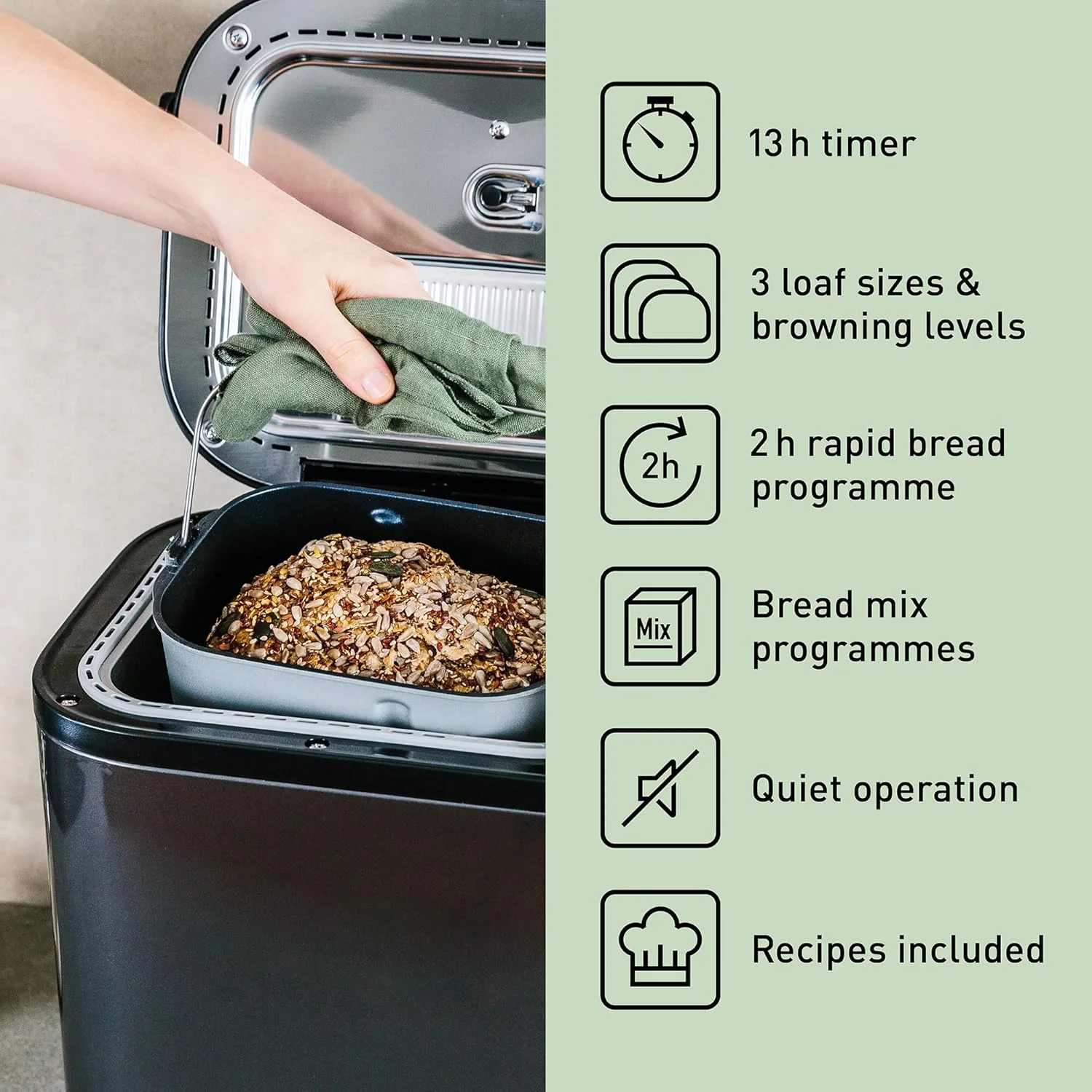 نان ساز تمام اتوماتیک پاناسونیک مدل SD-YR2540، دارای مخزن مخمر/کشمش و آجیل، 32 برنامه، 4 حالت بدون گلوتن، سنسورهای دمای دوگانه، تایمر دیجیتال 13 ساعته، استیل ضد زنگ نان ساز تمام اتوماتیک پاناسونیک مدل SD-YR2540، دارای مخزن مخمر/کشمش و آجیل، 32 برنامه، 4 حالت بدون گلوتن، سنسورهای دمای دوگانه، تایمر دیجیتال 13 ساعته، استیل ضد زنگ