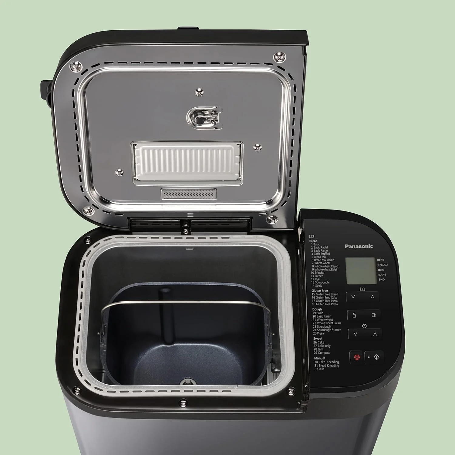 نان ساز تمام اتوماتیک پاناسونیک مدل SD-YR2540، دارای مخزن مخمر/کشمش و آجیل، 32 برنامه، 4 حالت بدون گلوتن، سنسورهای دمای دوگانه، تایمر دیجیتال 13 ساعته، استیل ضد زنگ نان ساز تمام اتوماتیک پاناسونیک مدل SD-YR2540، دارای مخزن مخمر/کشمش و آجیل، 32 برنامه، 4 حالت بدون گلوتن، سنسورهای دمای دوگانه، تایمر دیجیتال 13 ساعته، استیل ضد زنگ