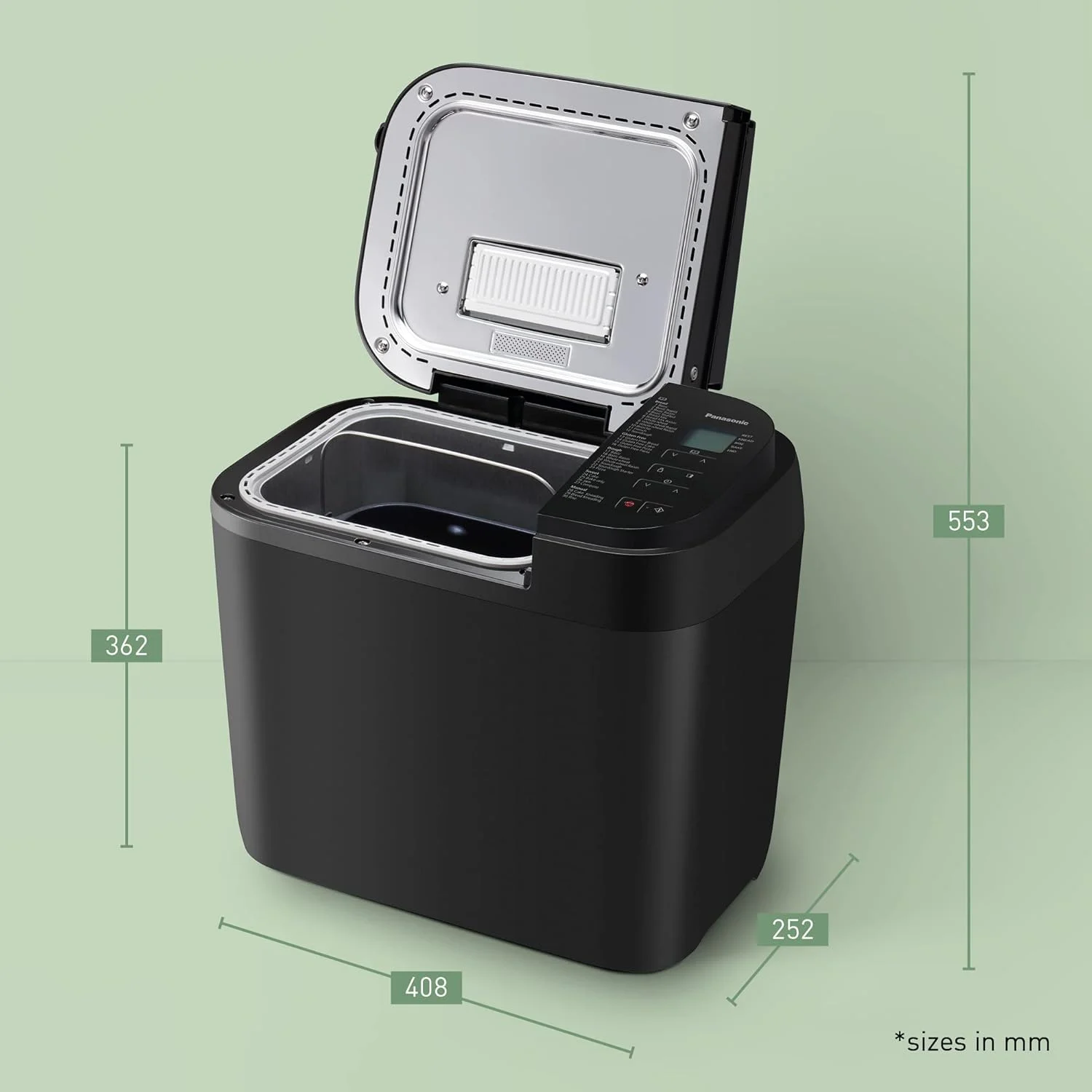 نان ساز پاناسونیک SD-R2530 با 30 برنامه پخت، برنامه های ویژه، بدون گلوتن، 3 اندازه نان قابل انتخاب، تایمر، مشکی نان ساز پاناسونیک SD-R2530 با 30 برنامه پخت، برنامه های ویژه، بدون گلوتن، 3 اندازه نان قابل انتخاب، تایمر، مشکی