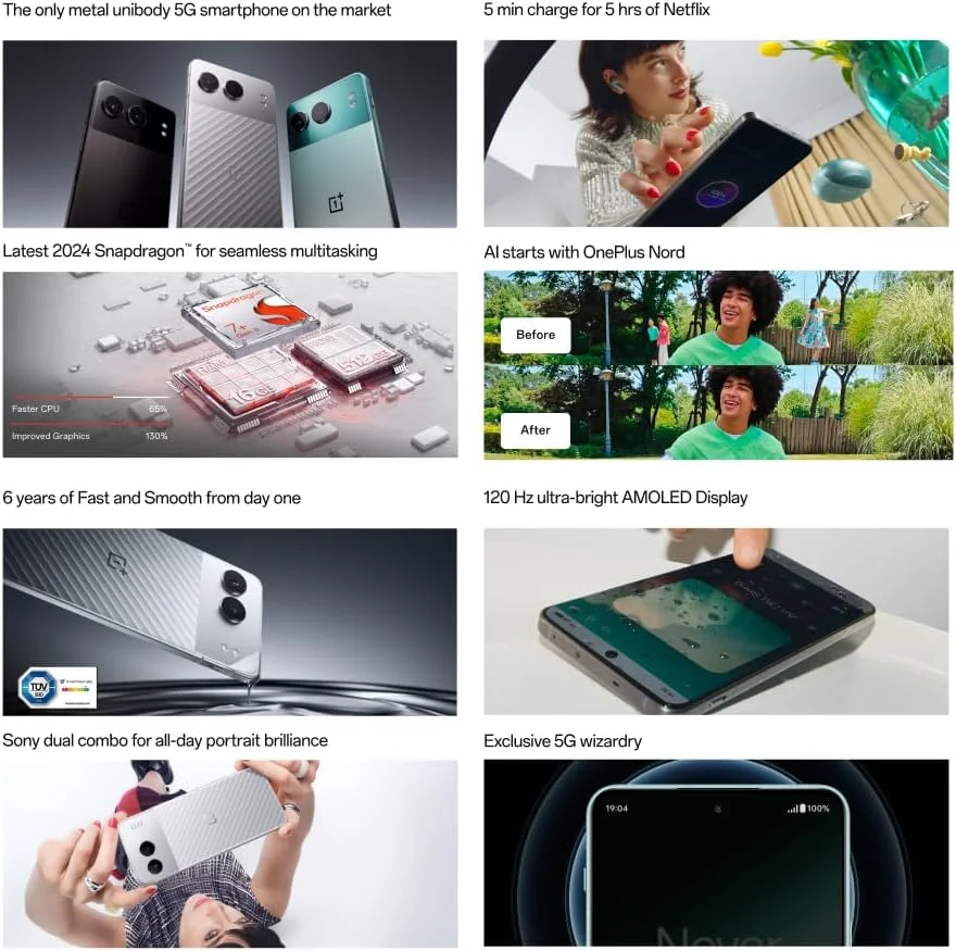 گوشی هوشمند بدون سیم کارت OnePlus Nord 4 5G با 12 گیگابایت رم، 256 گیگابایت حافظه داخلی، دوربین دوگانه 50 مگاپیکسلی + OIS - سبز واحه