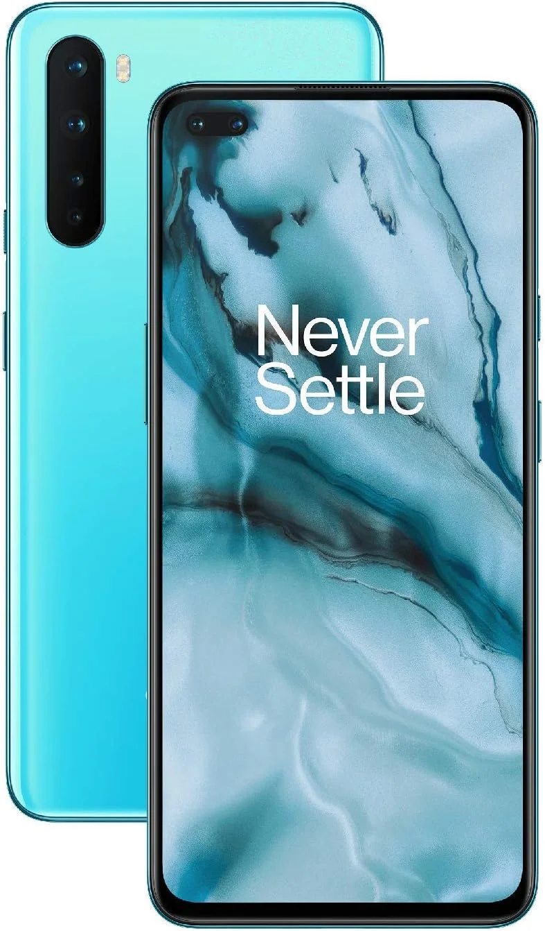 گوشی هوشمند بدون سیم کارت ONEPLUS NORD (5G) با 12 گیگابایت رم و 256 گیگابایت حافظه داخلی، دوربین چهارگانه، دو سیم کارت. اکنون با الکسا داخلی - 2 سال گارانتی - آبی مرمر