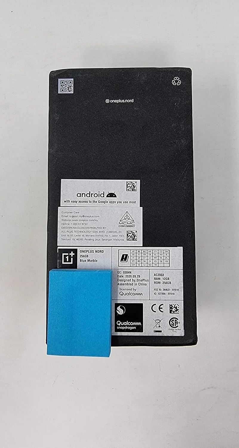 گوشی موبایل دو سیم کارت وان پلاس نورد 5G با حافظه داخلی 256 گیگابایت و رم 12 گیگابایت، نسخه بین المللی (سنگ مرمر آبی، AC2003)