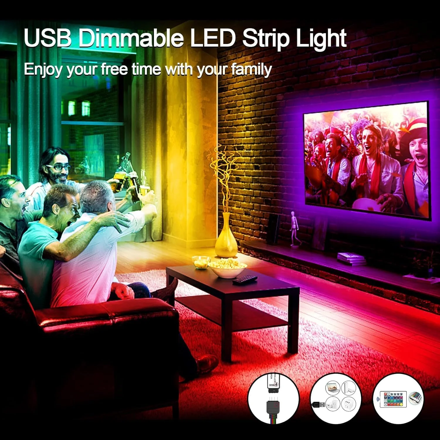 نوار چراغ LED، نوار چراغ LED USB 5 متری، نوار چراغ LED RGB ضد آب IP65 با قابلیت تغییر رنگ با ریموت، تایمر، حالت موسیقی برای تلویزیون، اتاق خواب، مهمانی نوار چراغ LED، نوار چراغ LED USB 5 متری، نوار چراغ LED RGB ضد آب IP65 با قابلیت تغییر رنگ با ریموت، تایمر، حالت موسیقی برای تلویزیون، اتاق خواب، مهمانی