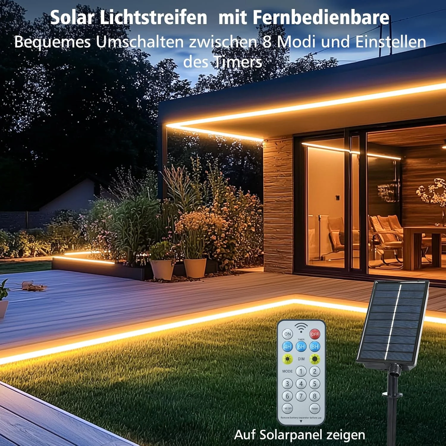 چراغ نواری LED خورشیدی بیرونی، نوار چراغ 5 متری 320 LED با ریموت کنترل 8 حالته، چراغ های خورشیدی باغی بیرونی ضد آب، چراغ طنابی برای حصار، ایوان، آلاچیق، درختان، دکور حیاط خلوت (سفید گرم) چراغ نواری LED خورشیدی بیرونی، نوار چراغ 5 متری 320 LED با ریموت کنترل 8 حالته، چراغ های خورشیدی باغی بیرونی ضد آب، چراغ طنابی برای حصار، ایوان، آلاچیق، درختان، دکور حیاط خلوت (سفید گرم)