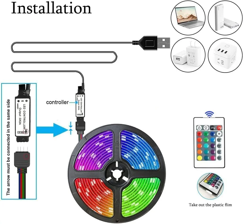 نوار چراغ LED، نوار چراغ LED USB 5 متری، نوار چراغ LED RGB ضد آب IP65 با قابلیت تغییر رنگ با ریموت، تایمر، حالت موسیقی برای تلویزیون، اتاق خواب، مهمانی نوار چراغ LED، نوار چراغ LED USB 5 متری، نوار چراغ LED RGB ضد آب IP65 با قابلیت تغییر رنگ با ریموت، تایمر، حالت موسیقی برای تلویزیون، اتاق خواب، مهمانی