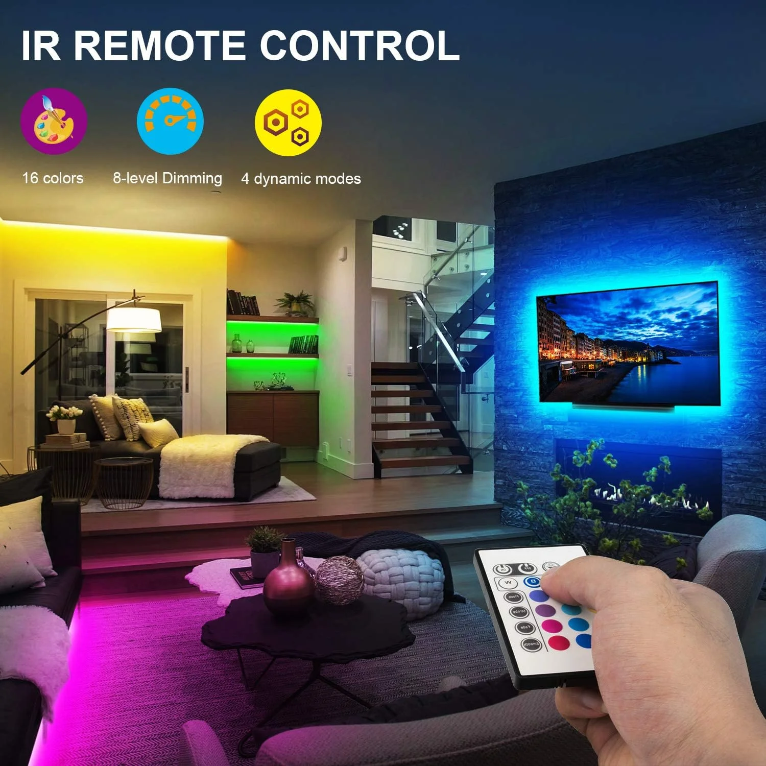 چراغ نواری LED مایلیت، چراغ پس زمینه تلویزیون LED از پیش برش خورده 4.3 متری RGB برای تلویزیون های HD 65-75 اینچی، 4 عدد چراغ تلویزیون USB با کنترل از راه دور 16 رنگ قابل تغییر 5050 LED نورپردازی اریب برای سینمای خانگی چراغ نواری LED مایلیت، چراغ پس زمینه تلویزیون LED از پیش برش خورده 4.3 متری RGB برای تلویزیون های HD 65-75 اینچی، 4 عدد چراغ تلویزیون USB با کنترل از راه دور 16 رنگ قابل تغییر 5050 LED نورپردازی اریب برای سینمای خانگی