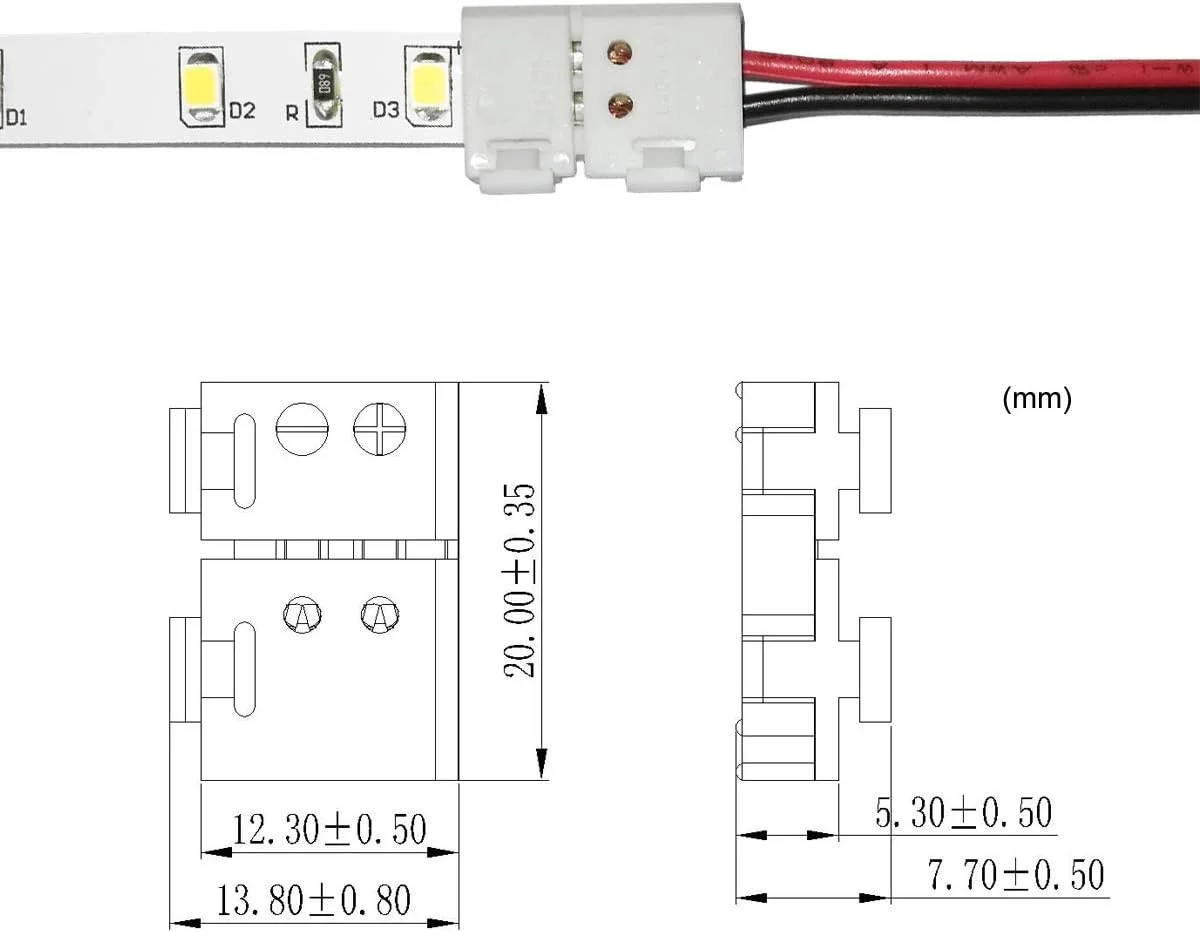 اتصال دهنده نوار LED مسترون 3528 2835 2 پین 8 میلی متری - اتصال سریع بدون لحیم کاری نوار به سیم DIY برای چراغ های نوار LED تک رنگ 12 ولت 24 ولت (بسته 10 عددی) اتصال دهنده نوار LED مسترون 3528 2835 2 پین 8 میلی متری - اتصال سریع بدون لحیم کاری نوار به سیم DIY برای چراغ های نوار LED تک رنگ 12 ولت 24 ولت (بسته 10 عددی)