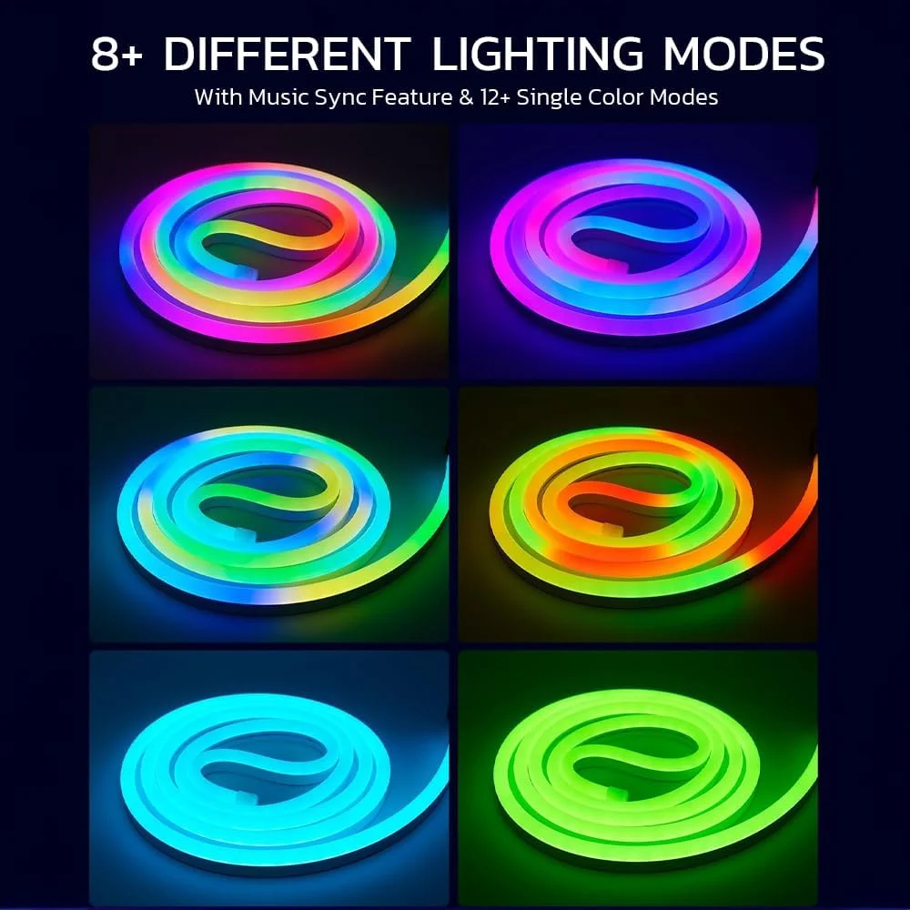 نوار نئون RGB مودی لایف، 5 متری - تغذیه از طریق USB، همگام سازی با موسیقی، کنترل از راه دور/برنامه، 8+ حالت رنگی، تنظیمات تایمر، طراحی فوق العاده باریک برای تلویزیون، کامپیوتر، دکور اتاق نوار نئون RGB مودی لایف، 5 متری - تغذیه از طریق USB، همگام سازی با موسیقی، کنترل از راه دور/برنامه، 8+ حالت رنگی، تنظیمات تایمر، طراحی فوق العاده باریک برای تلویزیون، کامپیوتر، دکور اتاق