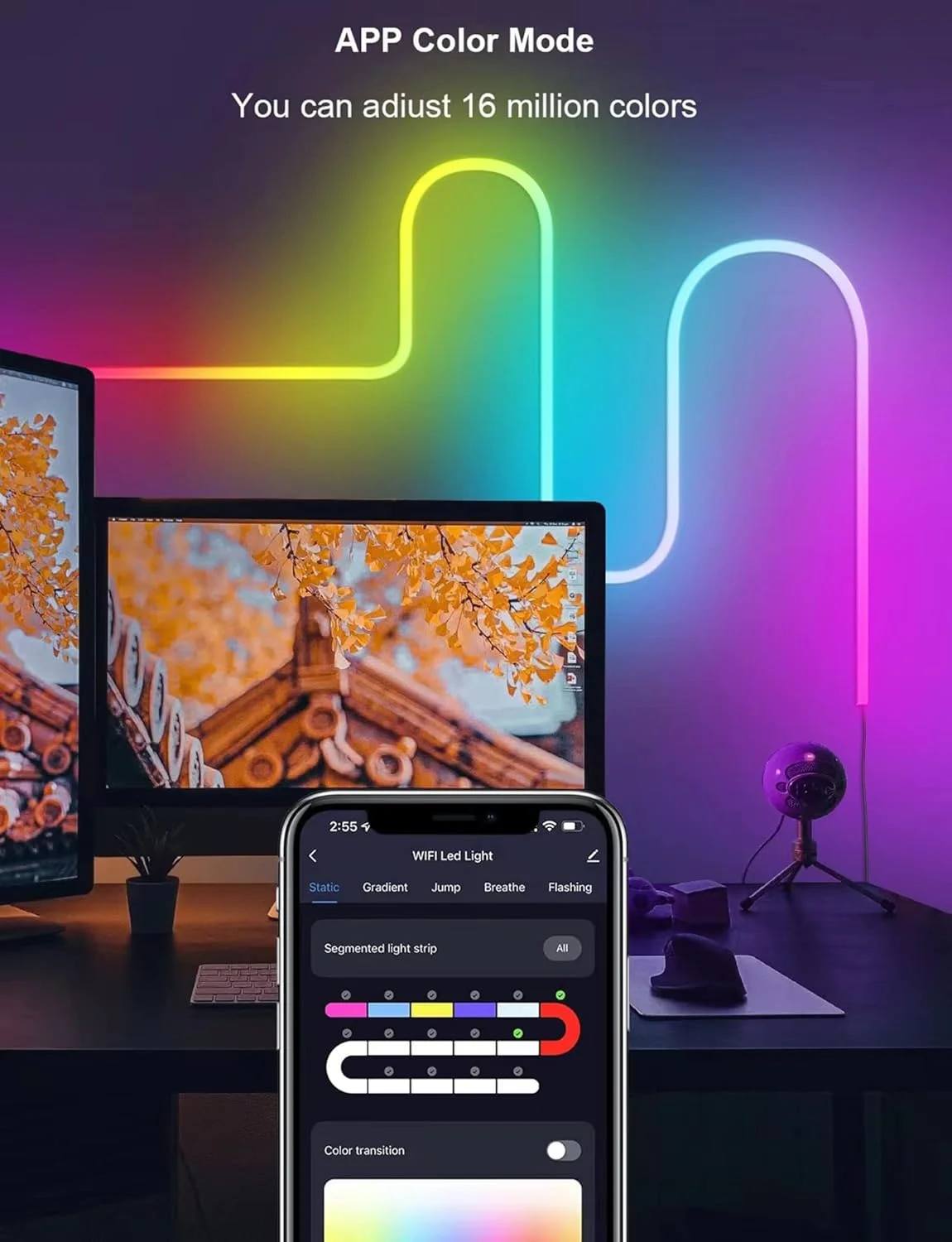 نوار نئون RGB-IC نالاکال با قابلیت همگام سازی موسیقی از طریق وای فای، چراغ های طنابی LED DIY با کنترل از راه دور، کنترل برنامه Tuya Smart Life، ضد آب IP68، سازگار با الکسا و دستیار گوگل (3 متر) نوار نئون RGB-IC نالاکال با قابلیت همگام سازی موسیقی از طریق وای فای، چراغ های طنابی LED DIY با کنترل از راه دور، کنترل برنامه Tuya Smart Life، ضد آب IP68، سازگار با الکسا و دستیار گوگل (3 متر)