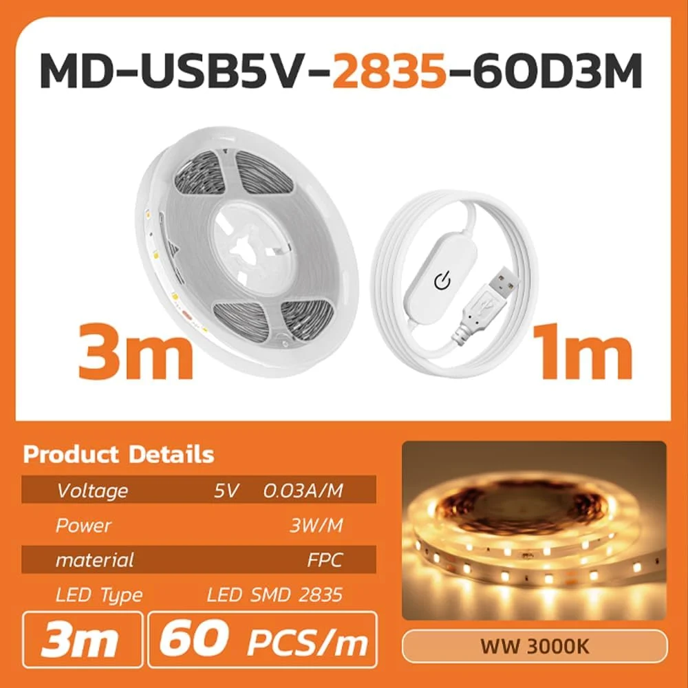 نوار چراغ ال ای دی 3 متری مودی لایف، تغذیه از طریق USB، نور سفید گرم 3000K، دارای کلید کنترل، مناسب برای گیمینگ، تلویزیون، دکور اتاق، مهمانی و نورپردازی جشن نوار چراغ ال ای دی 3 متری مودی لایف، تغذیه از طریق USB، نور سفید گرم 3000K، دارای کلید کنترل، مناسب برای گیمینگ، تلویزیون، دکور اتاق، مهمانی و نورپردازی جشن