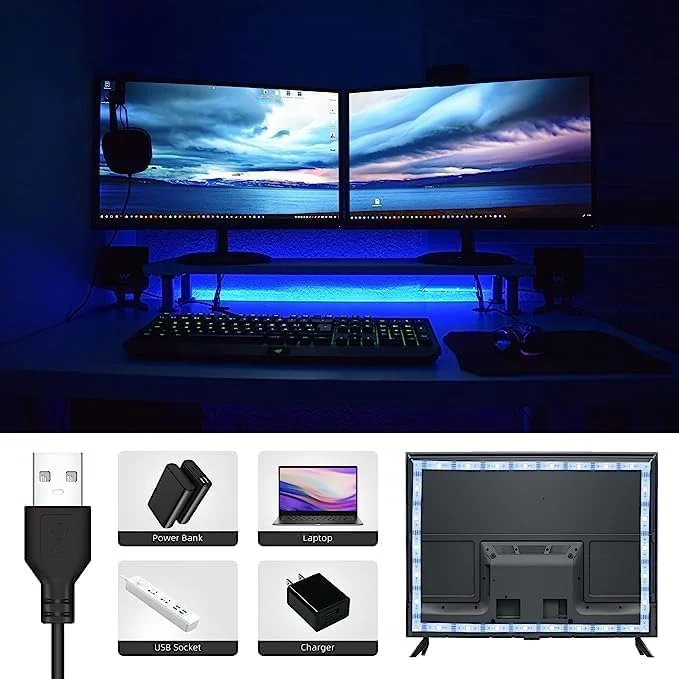 نوار چراغ ال ای دی USB میرفا 5 متری، چراغ ال ای دی RGB هوشمند SMD 5050 با حالت موسیقی ریموت دار، تنظیم تایمر برای آشپزخانه، کامپیوتر، تلویزیون، اتاق خواب، کمد، هدیه نوار چراغ ال ای دی USB میرفا 5 متری، چراغ ال ای دی RGB هوشمند SMD 5050 با حالت موسیقی ریموت دار، تنظیم تایمر برای آشپزخانه، کامپیوتر، تلویزیون، اتاق خواب، کمد، هدیه