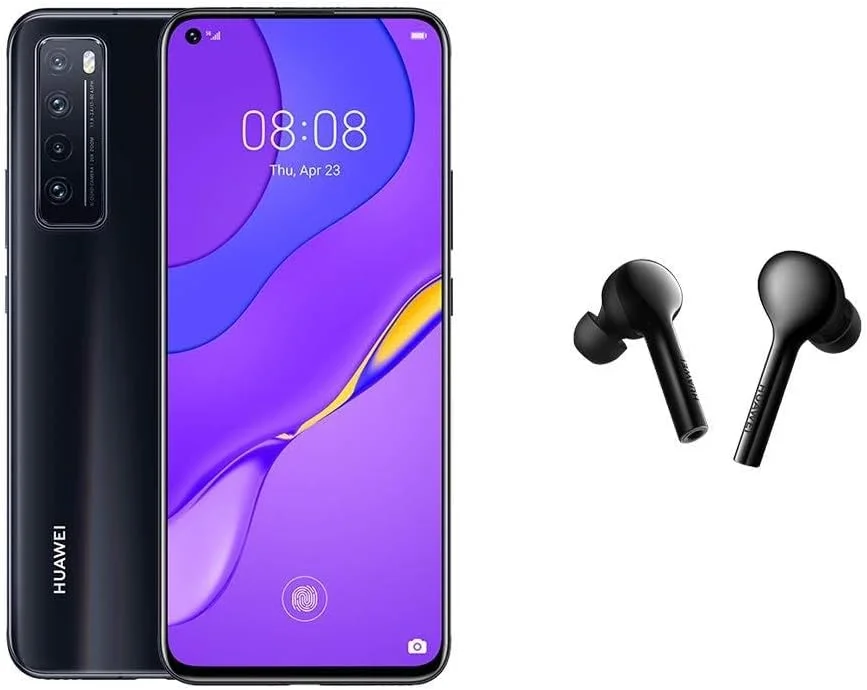 گوشی هوشمند Huawei nova 7 5G با پردازنده Kirin 985 SOC، دوربین چهارگانه 64 مگاپیکسلی AI، نمایشگر تمام صفحه، دوربین جلوی 32 مگاپیکسلی داخل صفحه، 8 گیگابایت رم + 256 گیگابایت رام، باتری 4000 میلی آمپر ساعتی، شارژ سریع 40 واتی - مشکی + Freebuds Lite