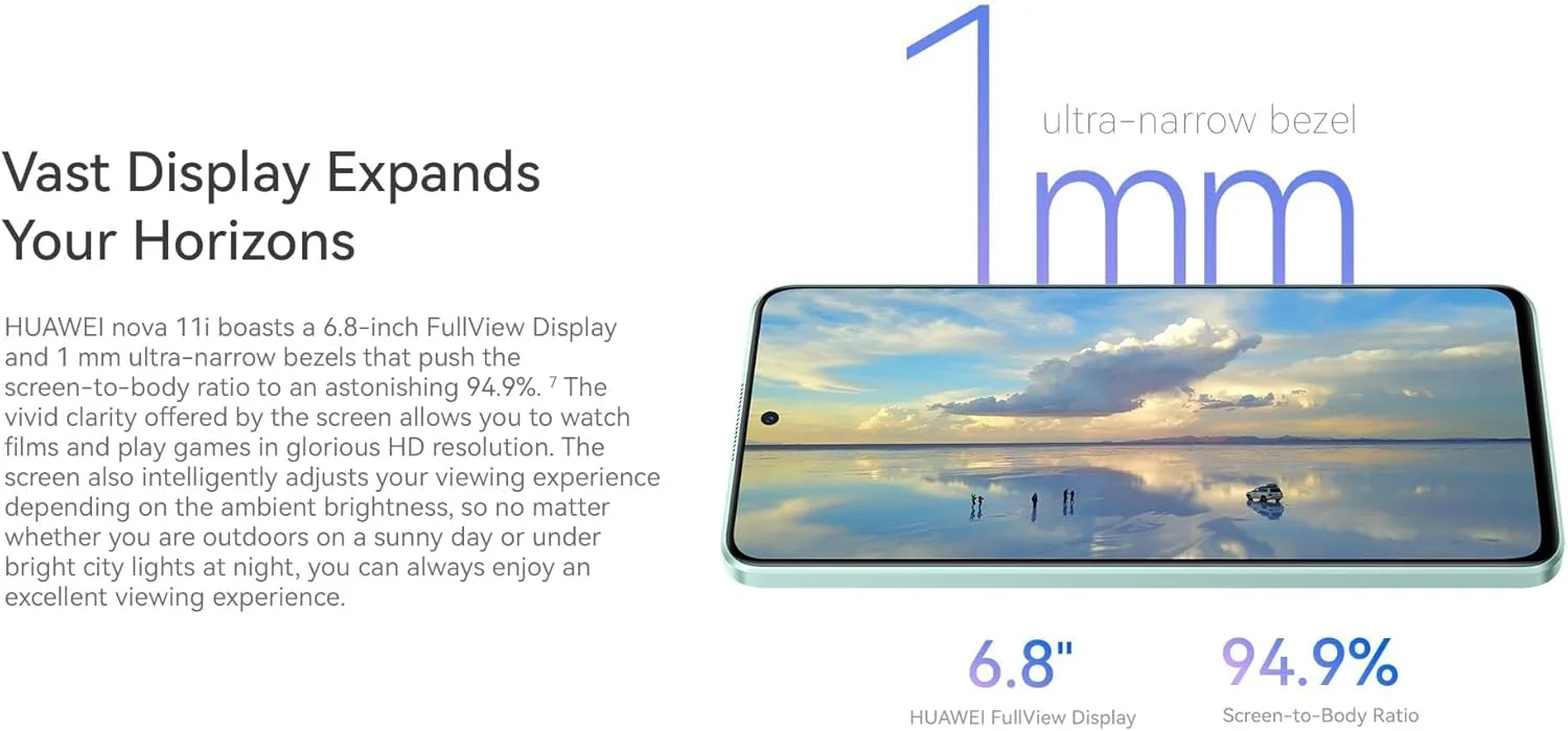 گوشی هوشمند HUAWEI nova 11i، نمایشگر 6.8 اینچی FullView، نسبت صفحه نمایش به بدنه 94.9٪، 8 گیگابایت + 128 گیگابایت، شارژ سریع 40 واتی، باتری 5000 میلی آمپر ساعتی، عکاسی 48 مگاپیکسلی با وضوح بالا، دوربین سلفی 16 مگاپیکسلی، مشکی ستاره ای گوشی هوشمند HUAWEI nova 11i، نمایشگر 6.8 اینچی FullView، نسبت صفحه نمایش به بدنه 94.9٪، 8 گیگابایت + 128 گیگابایت، شارژ سریع 40 واتی، باتری 5000 میلی آمپر ساعتی، عکاسی 48 مگاپیکسلی با وضوح بالا، دوربین سلفی 16 مگاپیکسلی، مشکی ستاره ای
