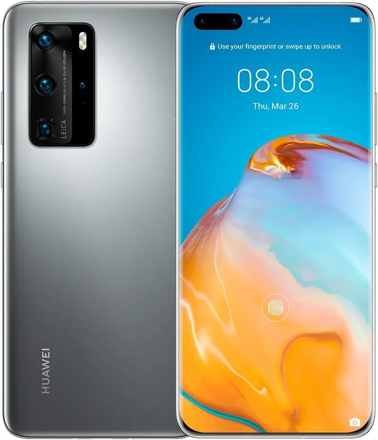 گوشی موبایل هواوی P40 Pro - دارای نمایشگر 6.58 اینچی Overflow، IP68 (Kirin 990 5G، دوربین چهارگانه 50 مگاپیکسلی Ultra Vision Leica، تله فوتو 12 مگاپیکسلی، 8 گیگابایت رم + 256 گیگابایت حافظه داخلی، شارژ سریع 40 واتی HUAWEI SuperCharge، Wi-Fi 6 Plus)، نقره ای یخی