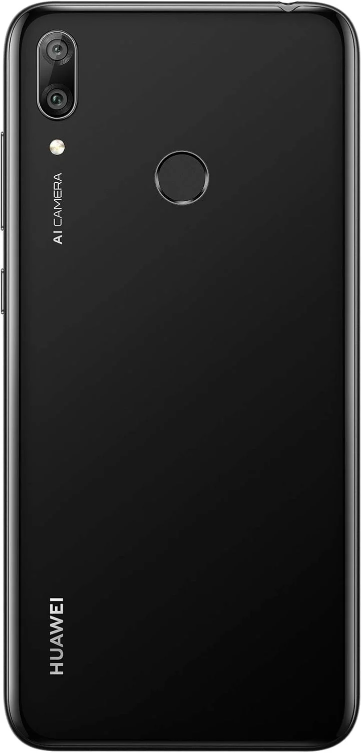 گوشی هوشمند HUAWEI Y7 2019 با حافظه 32 گیگابایت، صفحه نمایش 6.26 اینچی Dewdrop FullView HD+، دوربین دوگانه AI، تلفن همراه اندروید بدون سیم کارت، باتری بزرگ 4000 میلی آمپر ساعتی، نسخه انگلستان، مشکی نیمه شب