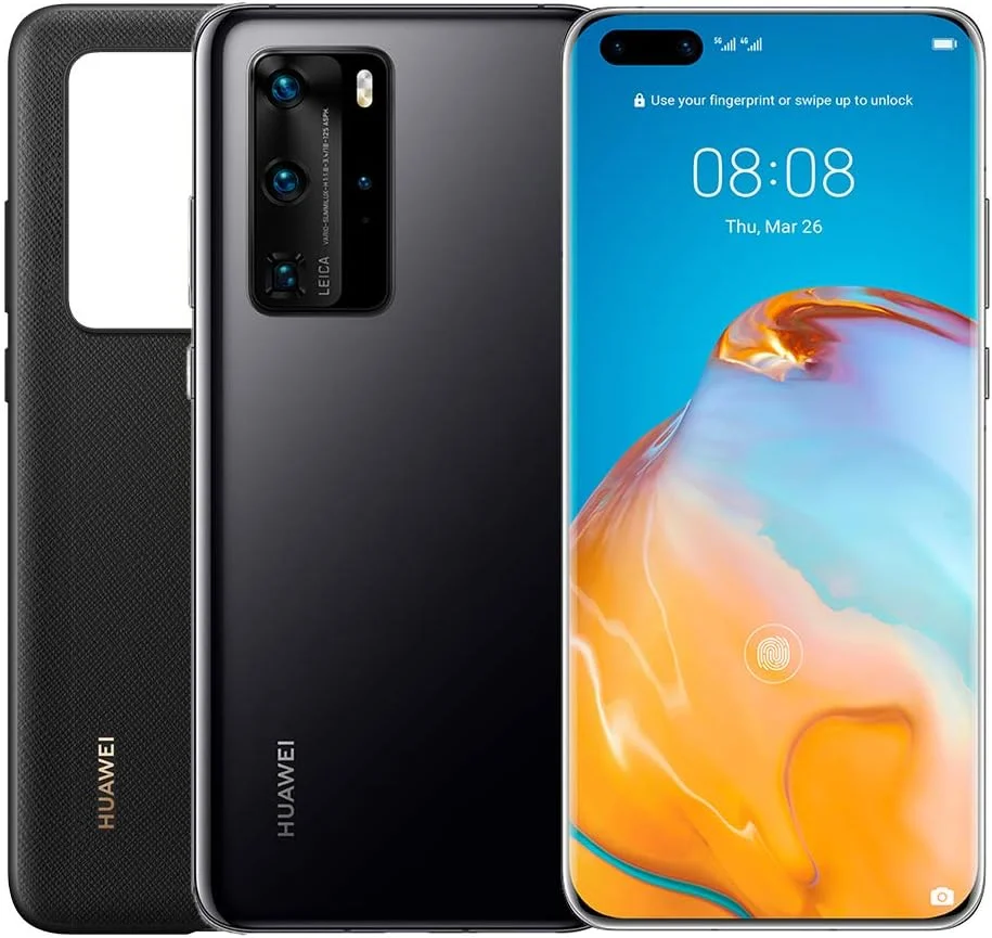 گوشی موبایل هوآوی P40 Pro با حافظه 256 گیگابایت، صفحه نمایش 6.58 اینچی به همراه کاور PU، پردازنده Kirin 990 5G، دوربین چهارگانه 50 مگاپیکسلی Ultra Vision Leica، رم 8 گیگابایت، شارژ سریع 40 واتی، استاندارد IP68، موبایل اندروید بدون سیم کارت، دو سیم کارت، مشکی