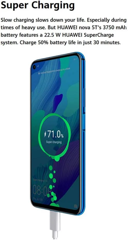 گوشی هوشمند دو سیم کارته Huawei Nova 5T با حافظه داخلی 128 گیگابایت + رم 6 گیگابایت، نسخه بین المللی (بنفش تابستانی) - آنلاک شده کارخانه 4G/LTE گوشی هوشمند دو سیم کارته Huawei Nova 5T با حافظه داخلی 128 گیگابایت + رم 6 گیگابایت، نسخه بین المللی (بنفش تابستانی) - آنلاک شده کارخانه 4G/LTE