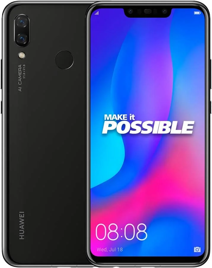 گوشی موبایل هوآوی نوا 3 دو سیم کارت - 128 گیگابایت حافظه داخلی، 4 گیگابایت رم، 4G LTE، مشکی
