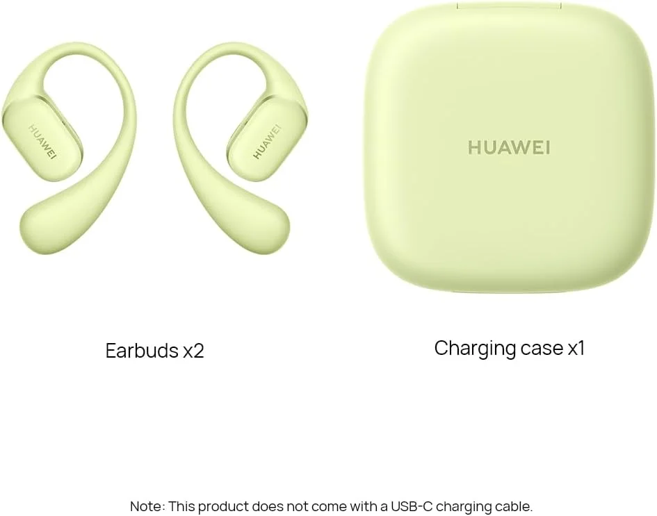 هندزفری بلوتوثی با طراحی گوش باز HUAWEI FreeArc، صدای استریو، فیت ایمن و راحت، مقاومت در برابر آب IP57، 28 ساعت پخش، هندزفری ورزشی، سازگار با iOS، اندروید و ویندوز، سبز + هدیه