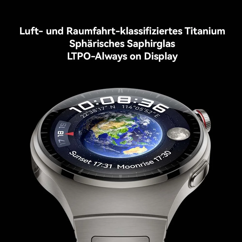 ساعت هوشمند HUAWEI Watch 4 Pro، بدنه آلیاژ تیتانیوم گرید فضایی و کریستال یاقوت کبود، آبی اقیانوسی، تلفن همراه eSIM، سازگار با اندروید و iOS، نسخه آلمانی ساعت هوشمند HUAWEI Watch 4 Pro، بدنه آلیاژ تیتانیوم گرید فضایی و کریستال یاقوت کبود، آبی اقیانوسی، تلفن همراه eSIM، سازگار با اندروید و iOS، نسخه آلمانی