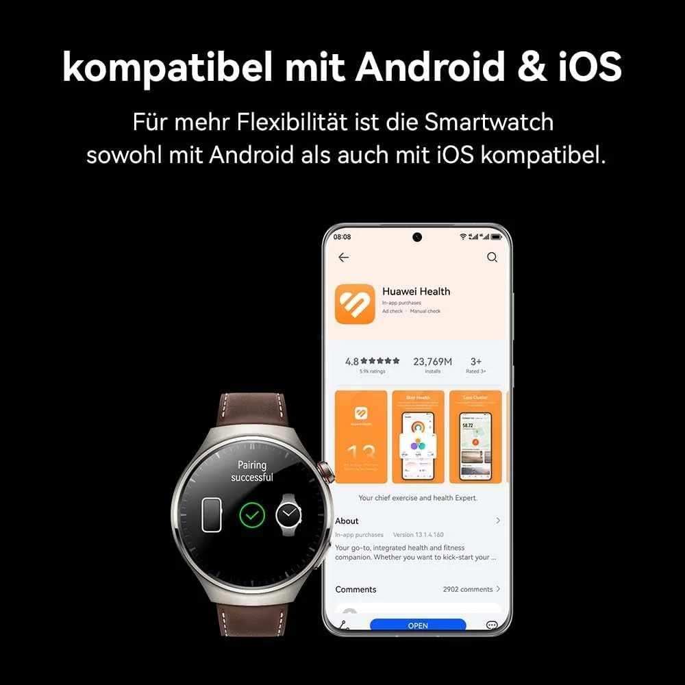 ساعت هوشمند HUAWEI Watch 4 Pro، بدنه آلیاژ تیتانیوم گرید فضایی و کریستال یاقوت کبود، آبی اقیانوسی، تلفن همراه eSIM، سازگار با اندروید و iOS، نسخه آلمانی ساعت هوشمند HUAWEI Watch 4 Pro، بدنه آلیاژ تیتانیوم گرید فضایی و کریستال یاقوت کبود، آبی اقیانوسی، تلفن همراه eSIM، سازگار با اندروید و iOS، نسخه آلمانی