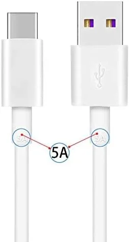 کابل شارژ سریع اصلی هواوی USB Type C 5A 1 متری برای شارژ و انتقال داده فوق العاده سریع Huawei P30 Pro/Mate 20 Pro/ Mate9/Mate10/P20Pro/Honor9/Note10