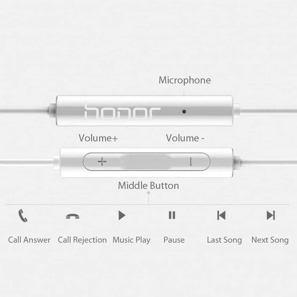 هندزفری اصلی هوآوی Honor AM115 سیمی نیمه داخل گوشی با جک 3.5 میلی‌متری، میکروفون و کنترل صدا مناسب برای گوشی‌های موبایل هوآوی P10 P20 Lite، تبلت و کامپیوتر