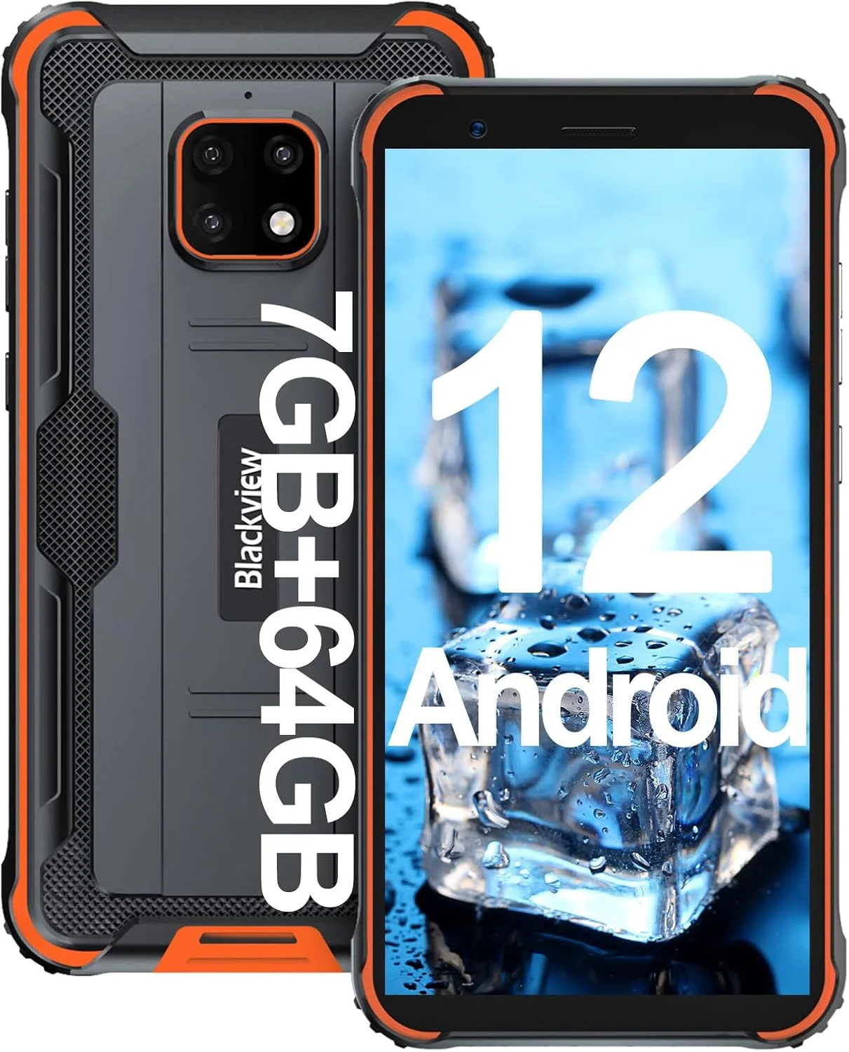 گوشی هوشمند مقاوم Blackview مدل BV4900Pro، گوشی های هوشمند مقاوم آنلاک شده با سیستم عامل اندروید 12، حافظه 7 گیگابایت + 64 گیگابایت/SD قابل ارتقا تا 256 گیگابایت، باتری 5580 میلی آمپر ساعت، صفحه نمایش 5.7 اینچی HD IP68 ضد آب، NFC/OTG 4G دو سیم کارت آنلاک شده