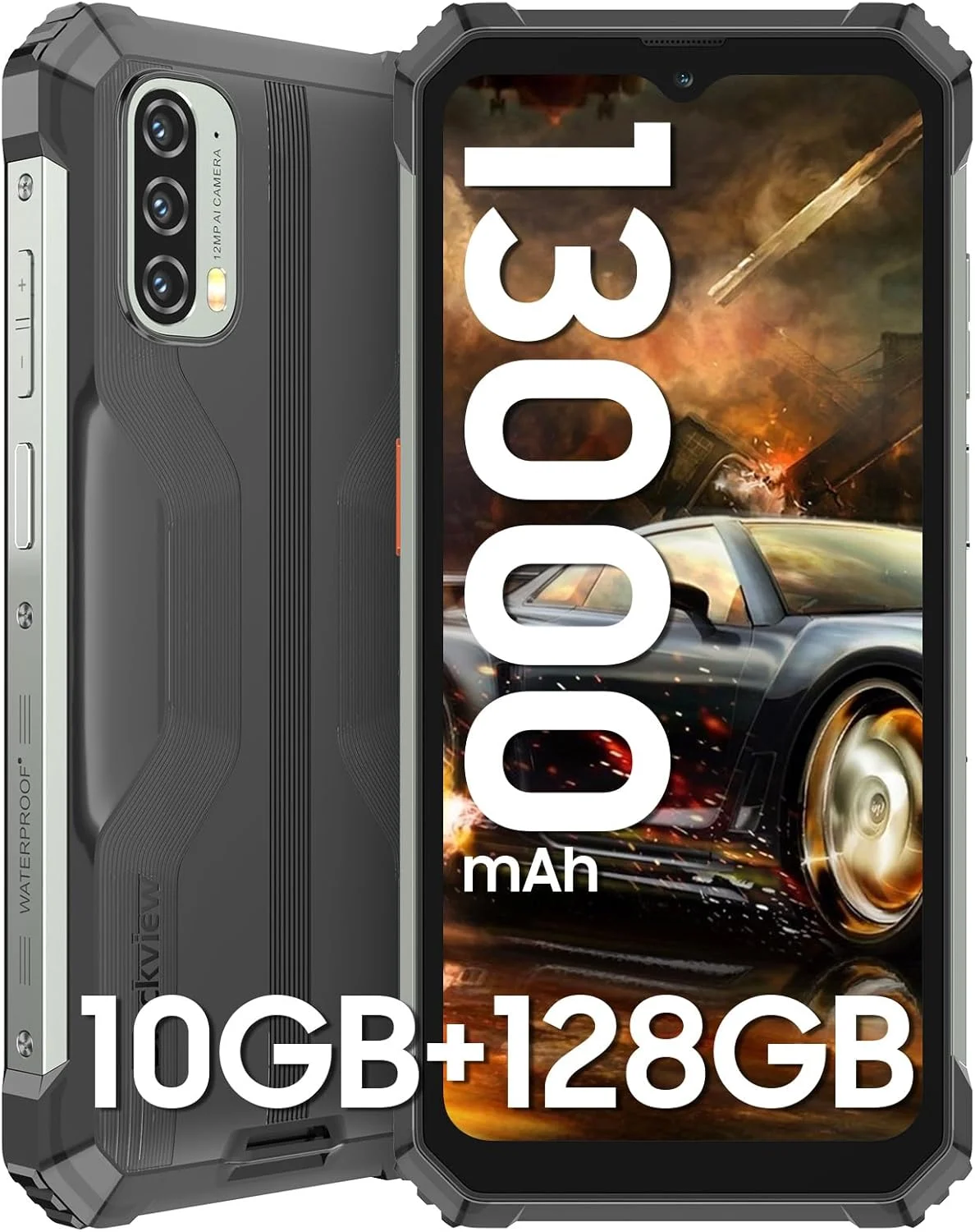 گوشی هوشمند مقاوم Blackview BV7100، باتری 13000 میلی آمپر ساعتی با شارژ سریع 33 واتی، 10 گیگابایت رم + 128 گیگابایت حافظه داخلی/قابل ارتقا تا 1 ترابایت، صفحه نمایش 6.58 اینچی FHD+ 1080*2408، گوشی هوشمند ضد آب IP69K، NFC/OTG/حالت دستکش، بازگشایی قفل با چهره/اثر انگشت