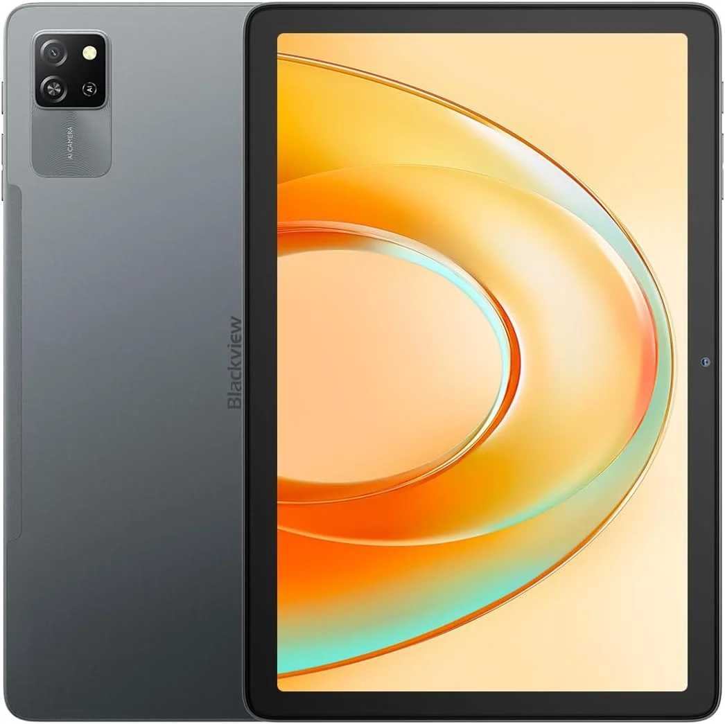 تبلت اندروید 15 Blackview Tab 60 Pro، 24 گیگابایت + 128 گیگابایت (SD خارجی 1 ترابایتی)، تبلت 10.1 اینچی HD+، باتری 7700 میلی آمپر ساعتی، دو سیم کارت دوگانه 4G WiFi 5، 5MP+13MP، 8.5 میلی متر فوق العاده ظریف، بلندگوهای دوگانه باکس، GPS، خاکستری