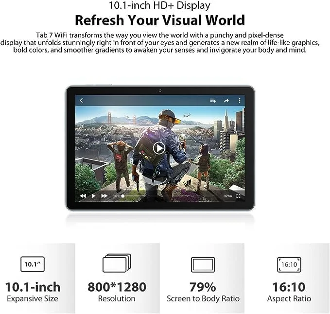 تبلت Blackview Tab 7 Wifi اندروید 12 با صفحه نمایش HD+ IPS، پردازنده چهار هسته ای 3 گیگابایت رم + 64 گیگابایت رام (کارت SD خارجی 1 ترابایتی)، باتری 6580 میلی آمپر ساعتی، دوربین دوگانه 5 مگاپیکسلی + 2 مگاپیکسلی، وای فای بلوتوث Type-C، جعبه دوتایی، 10.1 اینچی آبی گرگ و میش تبلت Blackview Tab 7 Wifi اندروید 12 با صفحه نمایش HD+ IPS، پردازنده چهار هسته ای 3 گیگابایت رم + 64 گیگابایت رام (کارت SD خارجی 1 ترابایتی)، باتری 6580 میلی آمپر ساعتی، دوربین دوگانه 5 مگاپیکسلی + 2 مگاپیکسلی، وای فای بلوتوث Type-C، جعبه دوتایی، 10.1 اینچی آبی گرگ و میش