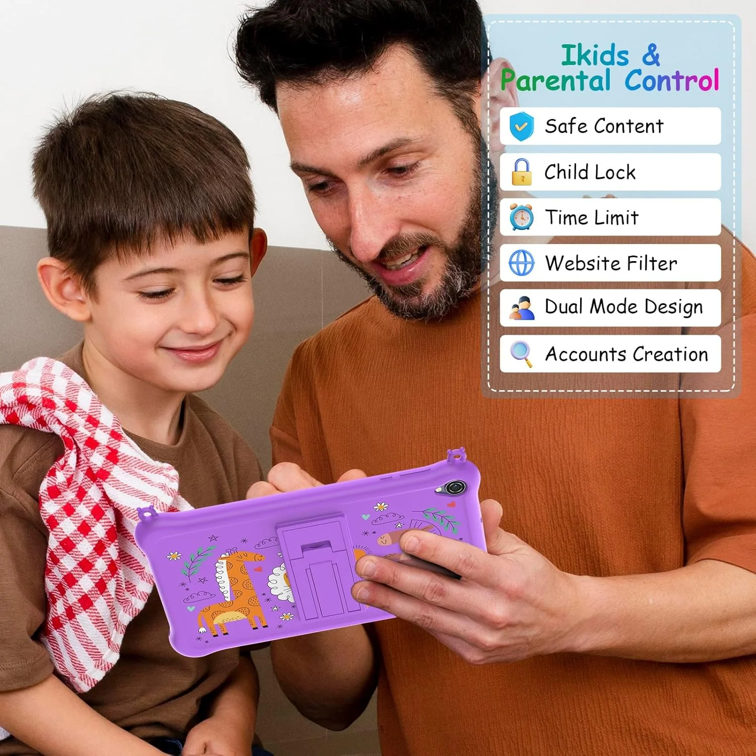 تبلت کودکانه 8 اینچی Blackview مدل Tab50 Kids، تبلت اندروید 13 برای کودکان نوپا، 3+3 گیگابایت + 64 گیگابایت/TF 1 ترابایت، 5580 میلی آمپر ساعت، برنامه iKids از پیش نصب شده، کنترل والدین، حالت محافظت از چشم، حالت مطالعه - بنفش جادویی تبلت کودکانه 8 اینچی Blackview مدل Tab50 Kids، تبلت اندروید 13 برای کودکان نوپا، 3+3 گیگابایت + 64 گیگابایت/TF 1 ترابایت، 5580 میلی آمپر ساعت، برنامه iKids از پیش نصب شده، کنترل والدین، حالت محافظت از چشم، حالت مطالعه - بنفش جادویی