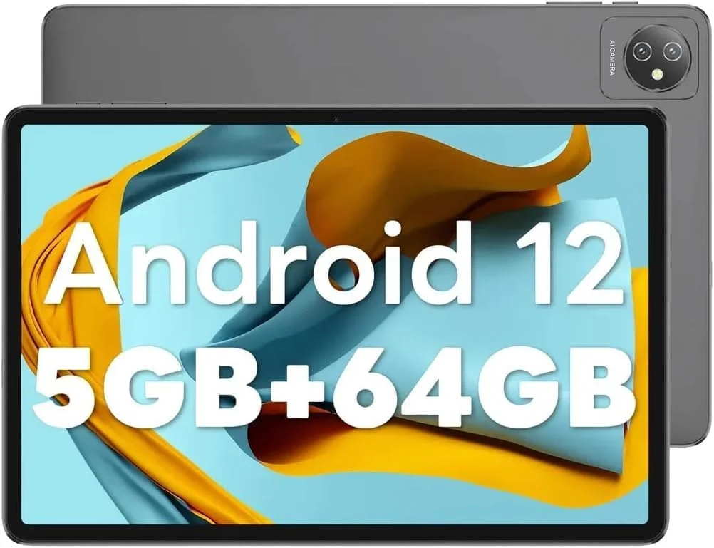 تبلت 10 اینچی Blackview، تبلت Tab7 WIFI اندروید 12 (2023)، 5 گیگابایت + 64 گیگابایت/TF 1 ترابایت، باتری 6580 میلی آمپر ساعت، صفحه نمایش لمسی 1280×800 HD+ IPS، تبلت بازی دارای گواهینامه Google GMS PC/Type C/5MP/Wi-Fi/Bluetooth - خاکستری