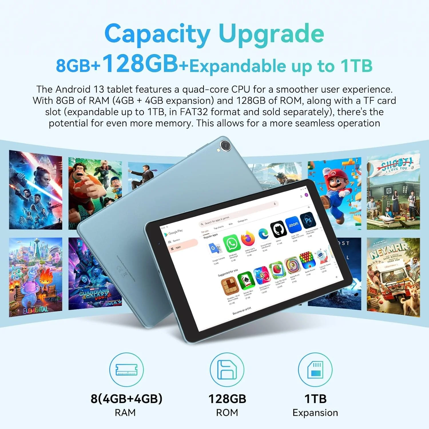 تبلت Blackview Tab50WIFI با اندروید 13، رم 4+4 گیگابایت، حافظه داخلی 128 گیگابایت/2 ترابایت، تبلت 8 اینچی WIFI 6، تبلت HD+ IPS، تبلت کودک با حالت کنترل والدین، دارای گواهینامه Google GMS، بلوتوث 5.0 - آبی تیره تبلت Blackview Tab50WIFI با اندروید 13، رم 4+4 گیگابایت، حافظه داخلی 128 گیگابایت/2 ترابایت، تبلت 8 اینچی WIFI 6، تبلت HD+ IPS، تبلت کودک با حالت کنترل والدین، دارای گواهینامه Google GMS، بلوتوث 5.0 - آبی تیره