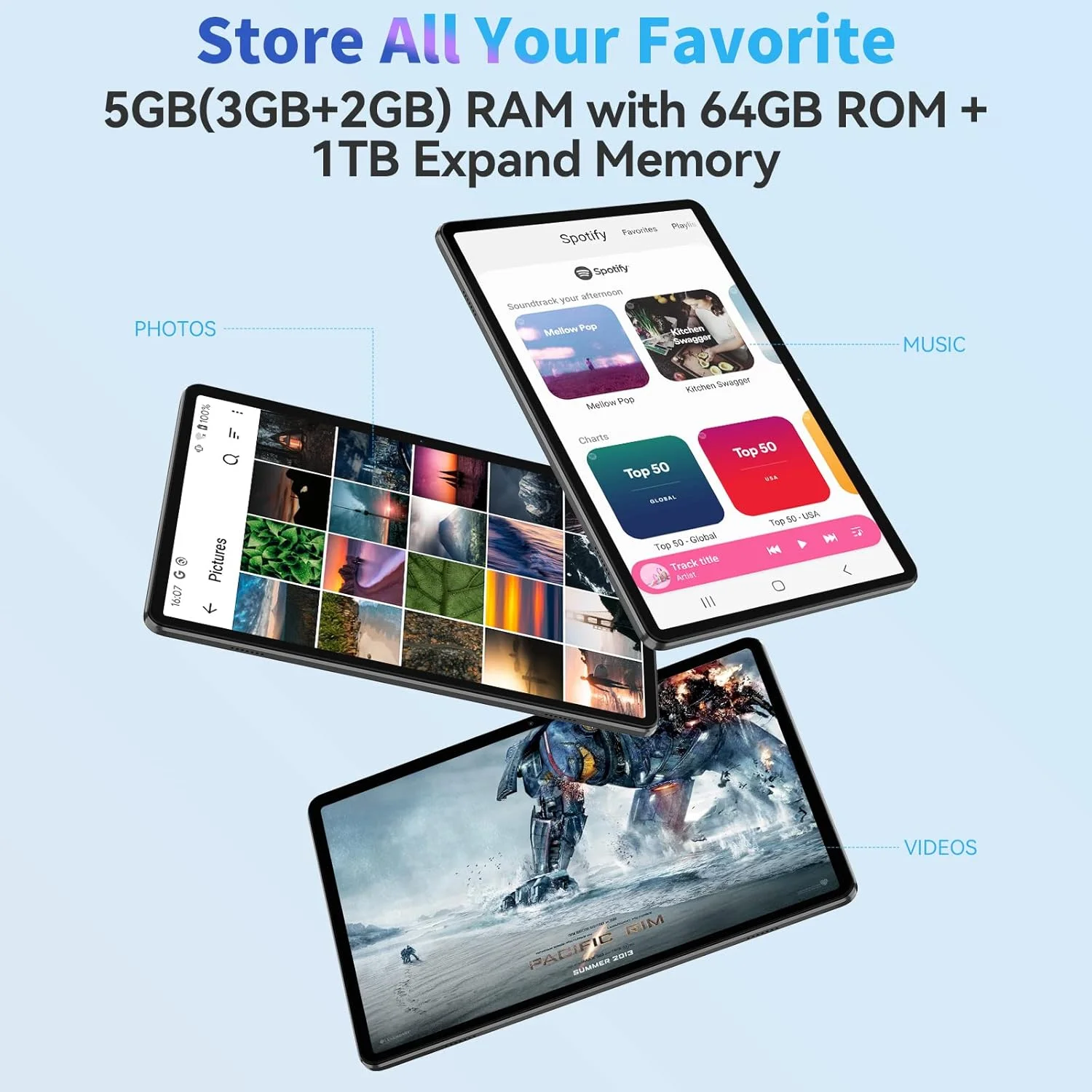 تبلت 10 اینچی Blackview، تبلت Tab7 WIFI اندروید 12 (2023)، 5 گیگابایت + 64 گیگابایت/TF 1 ترابایت، باتری 6580 میلی آمپر ساعت، صفحه نمایش لمسی 1280×800 HD+ IPS، تبلت بازی دارای گواهینامه Google GMS PC/Type C/5MP/Wi-Fi/Bluetooth - خاکستری
