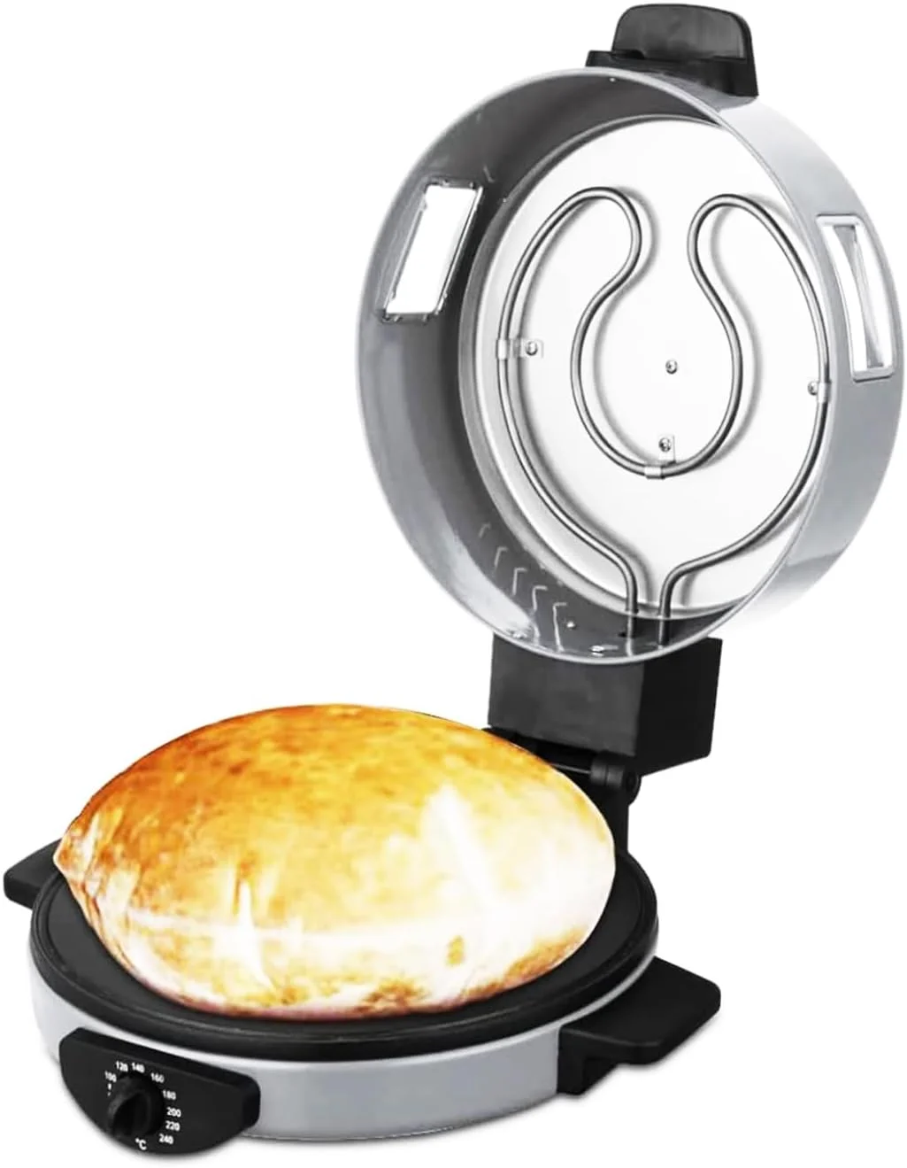 نان ساز عربی مباشی با صفحه هالوژنی 30 سانتی متری و پنجره دید - سفید (ME-HBM135) (1800 وات)