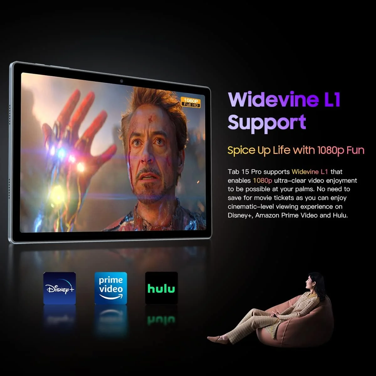 تبلت Blackview Tab 15 PRO با صفحه نمایش 10.5 اینچی FHD+، اندروید 12، 14 گیگابایت رم + 256 گیگابایت حافظه (قابل ارتقا تا 1 ترابایت)، ضخامت 7.3 میلی‌متر و باتری 8280 میلی‌آمپر، Widevine L1، دو سیم‌کارت 4G LTE + WiFi، دوربین 13 مگاپیکسل + 8 مگاپیکسل، استریو چهارگانه