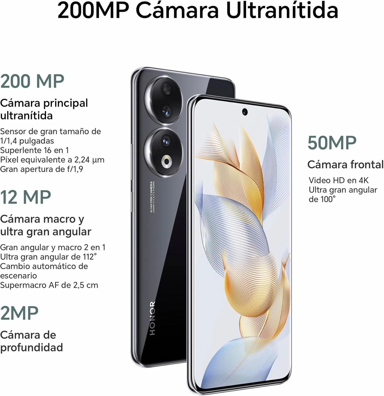 گوشی موبایل آنر 90 دو سیم کارت 512 گیگابایت رام + 12 گیگابایت رم (فقط GSM | بدون CDMA) نسخه بین المللی کارخانه آنلاک شده 5G (مشکی نیمه شب)