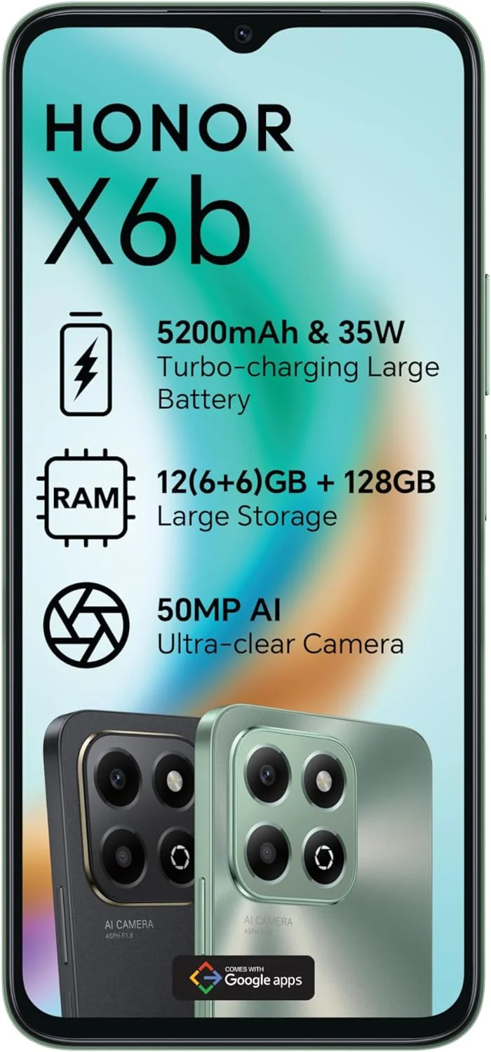 گوشی موبایل آنر X6b با 6 گیگابایت رم + 128 گیگابایت حافظه داخلی 4G رنگ سبز جنگلی نسخه خاورمیانه