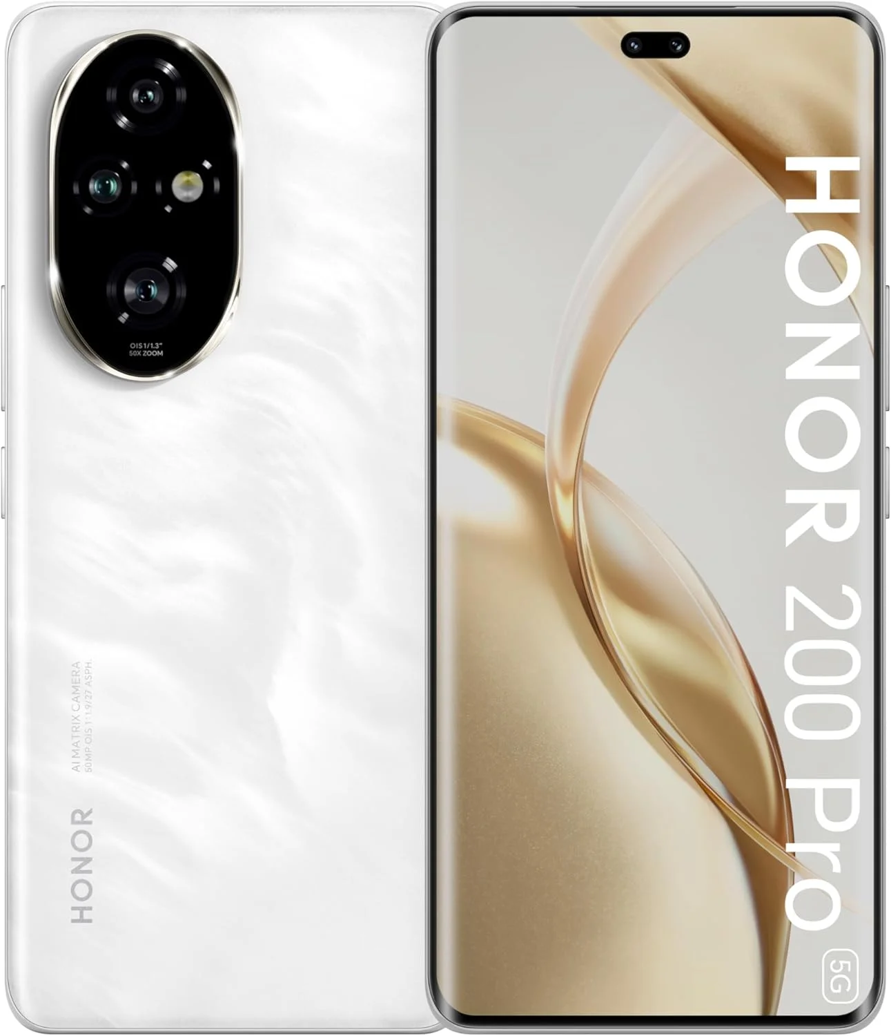 گوشی موبایل HONOR 200 Pro 5G با 12 گیگابایت رم + 512 گیگابایت حافظه داخلی دو سیم کارت رنگ Moonlight White - نسخه خاورمیانه